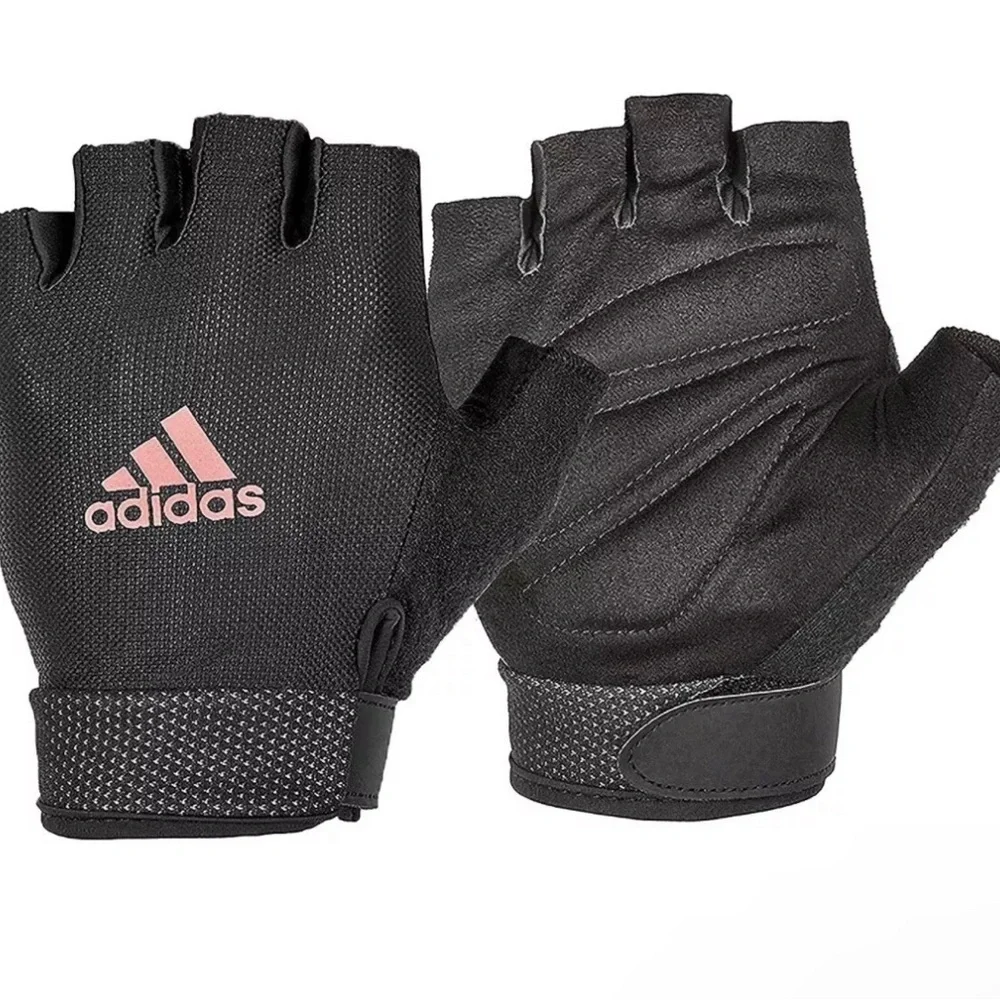 NWT Adidas Aeroready Adjustable Essential Gloves Black & Pink Training Gloves